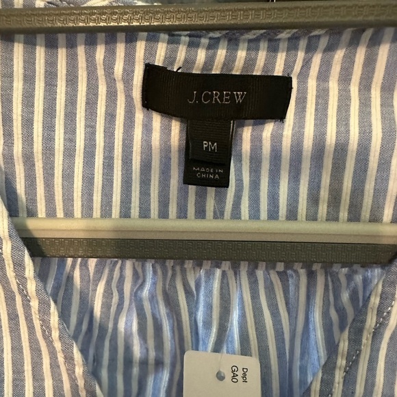 J. Crew Blue and White 3/4 Sleeve Wrap Blouse - Picture 4 of 9